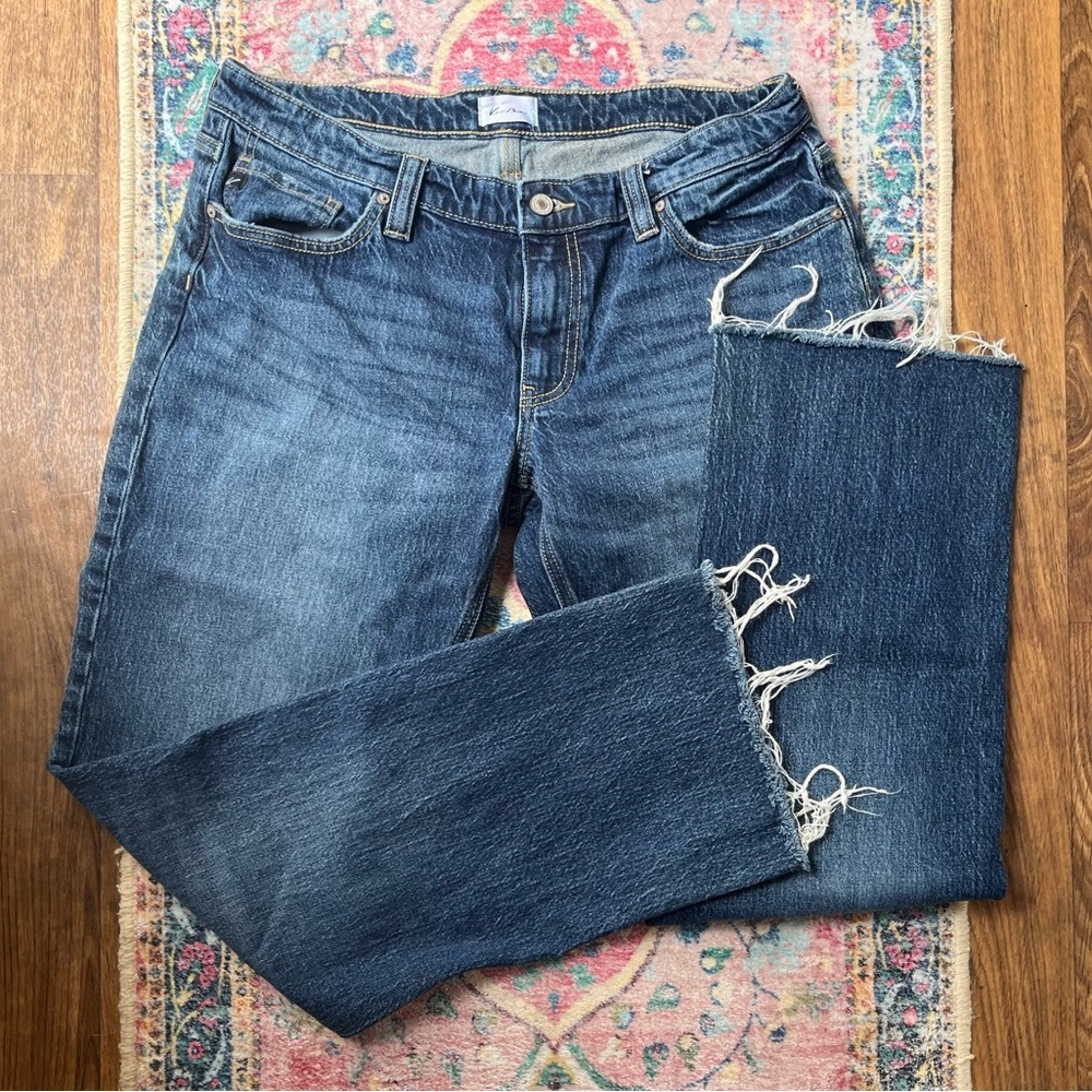 KANCAN Dark Classic Bootcut Frayed Hem Jeans